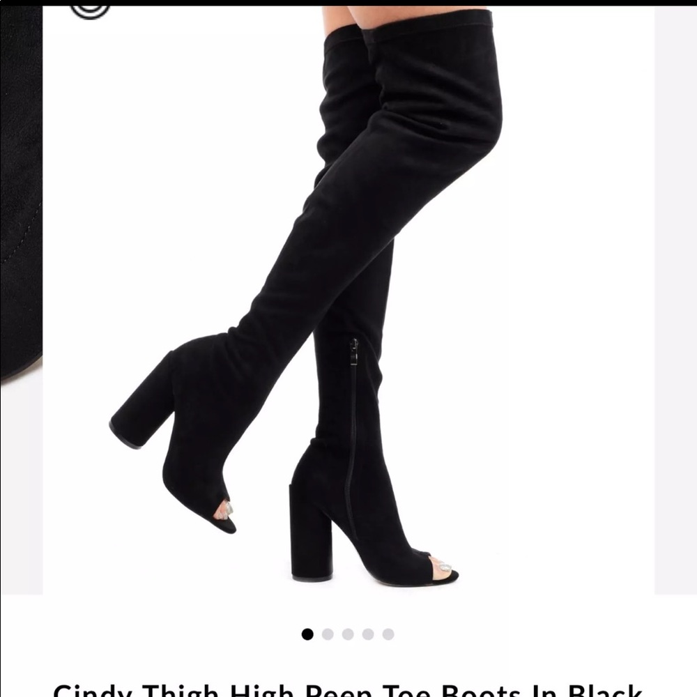 Peep toe long boots